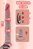  Isıtmalı Rotasyonlu İleri Geri Hareketli Ultra Realistik Uzaktan Kumandalı Testissiz Dildo Penis 22 Cm