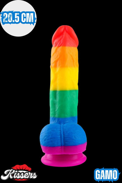 Cinsel Oyuncak Jel Dokusunda Ultra Realistik Gökkuşağı Renkli Yapay Penis Dildo 20.5 cm
