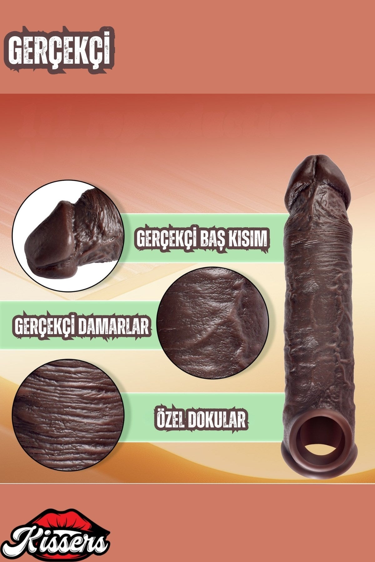 Ultra Gerçekçi Dokuda Damarlı Esnek Uyarıcılı Uzatmalı Dolgulu Testisli Penis Kılıfı