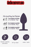 Paslanmaz Çelik Çok Renkli Kalpli Mücevher Taşlı Pürüzsüz Çok Renkli Metal Anal Butt Plug Set 3'Lü
