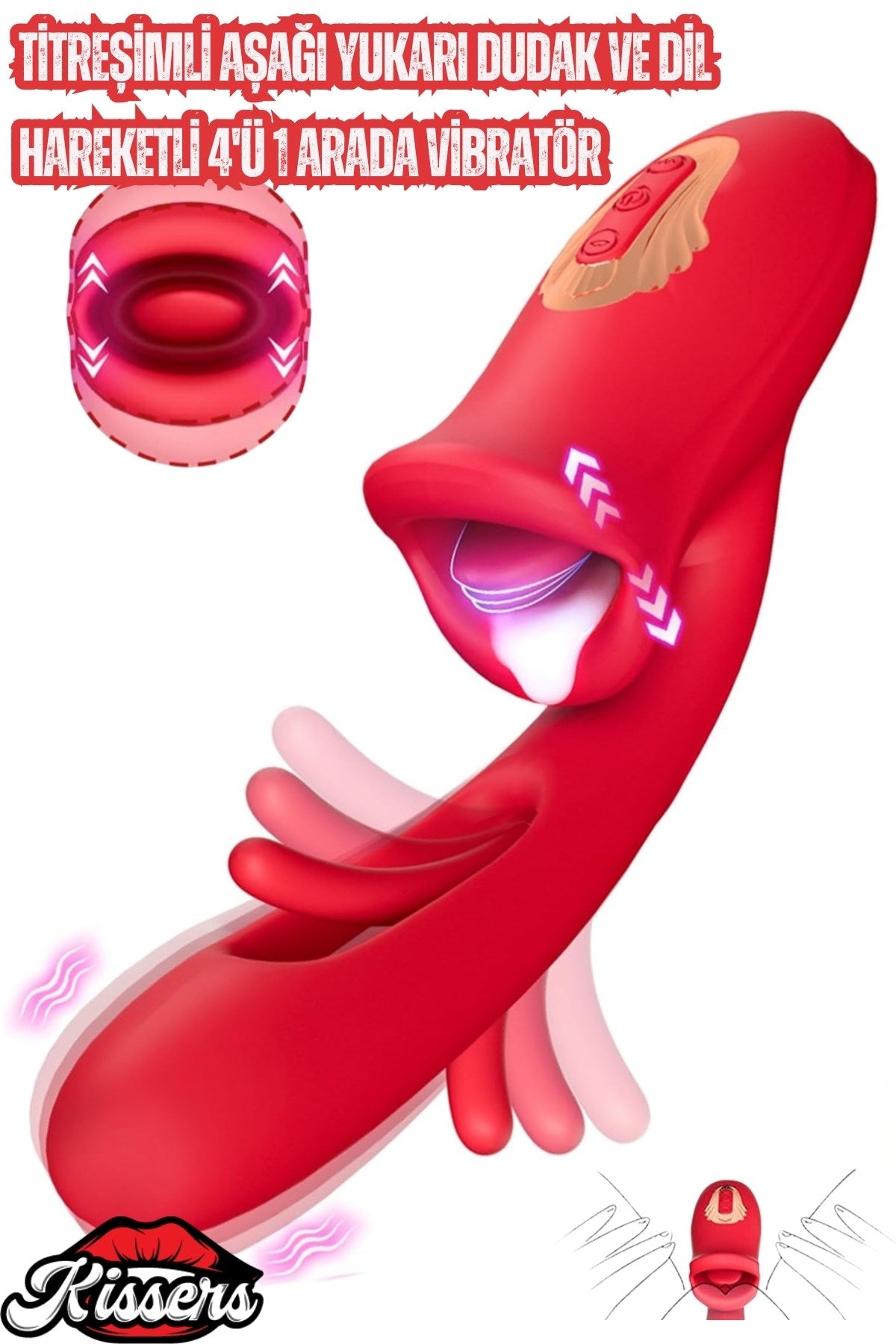Titreşimli Aşağı Yukarı Dudak Ve Dil Hareketli G Noktası Ve Klitoris Uyarıcılı Hareketli Vibratör