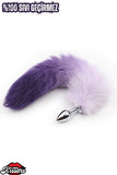 Paslanmaz Çelik Mor Uzun Kedi Kuyruklu Pürüzsüz Silver Fox Tail Metal Anal Butt Plug