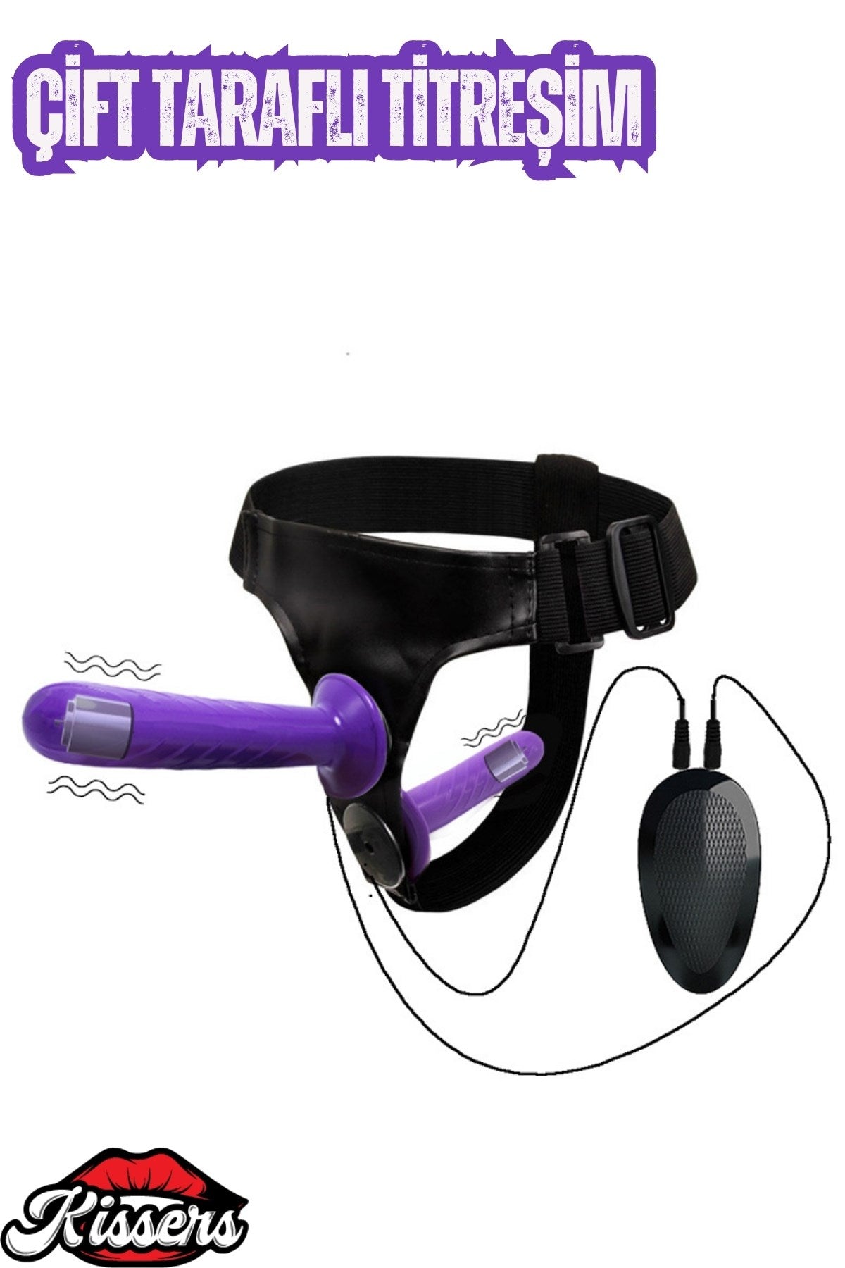 Double Güçlü Titreşimli Belden Bağlamalı Kemerli Çift Taraflı Bisex Lezbiyen Dildo Vibratör