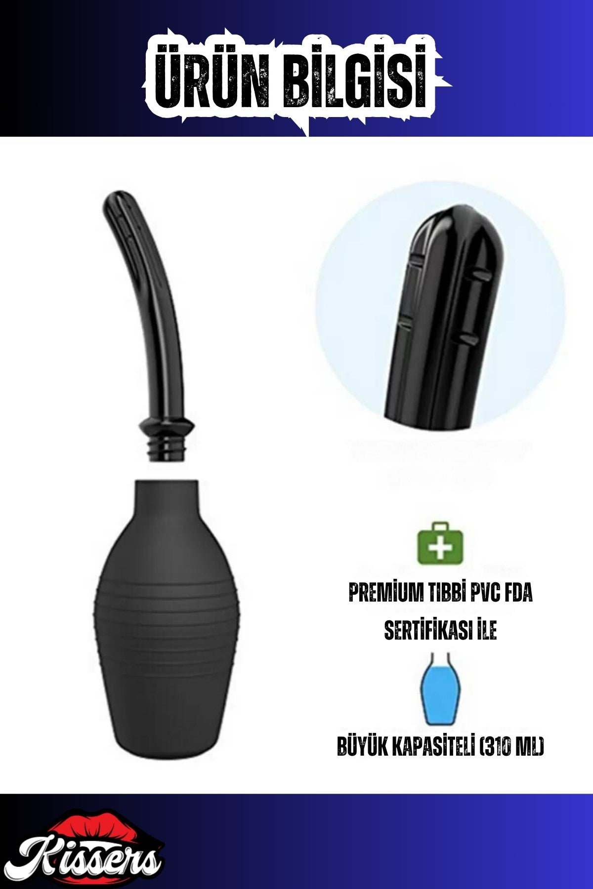 Cinsel Oyuncak Anal Vajinal Lavman Silikon Temizleme Pompası 350 Ml Siyah