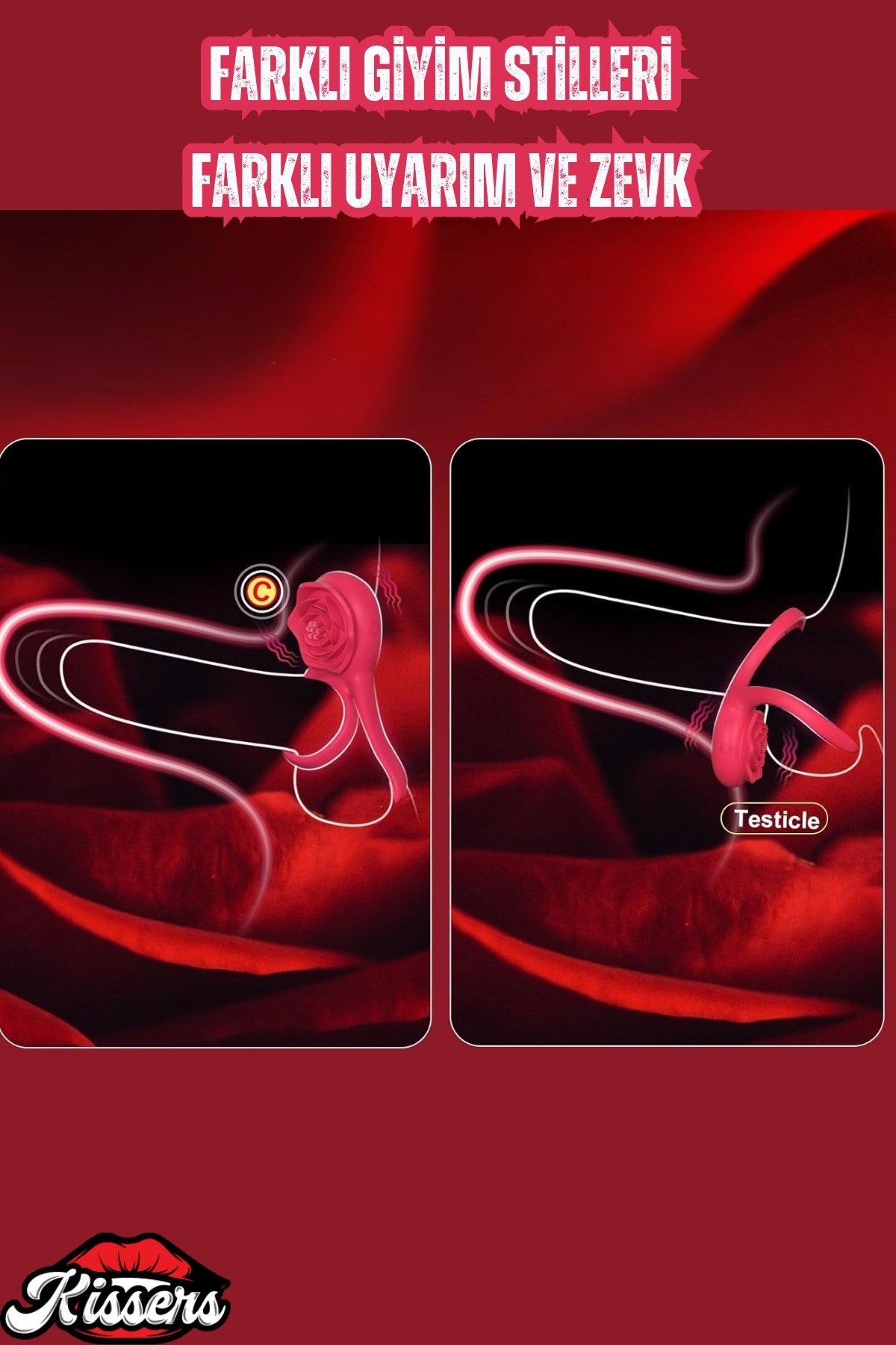 Şarjlı Kumandalı Klitoris G Nokta Vibratör Perine Uyarıcı Testis ve Penis Halkası