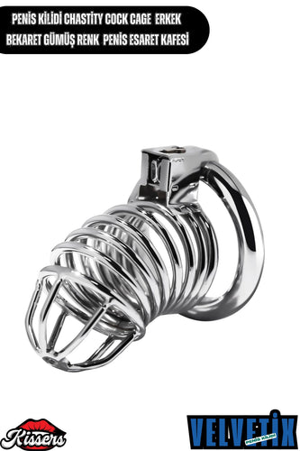 Chastity Cock Cage Erkek Bekaret Gümüş Renk Çelik Penis Esaret Kafesi