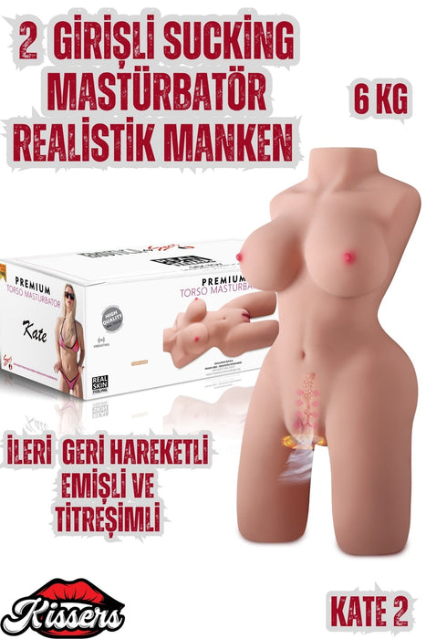 İleri Geri Hareketli Emişli Anal Vajina Girişli Sesli Titreşimli Realistik Manken Mastürbatör 6 Kg