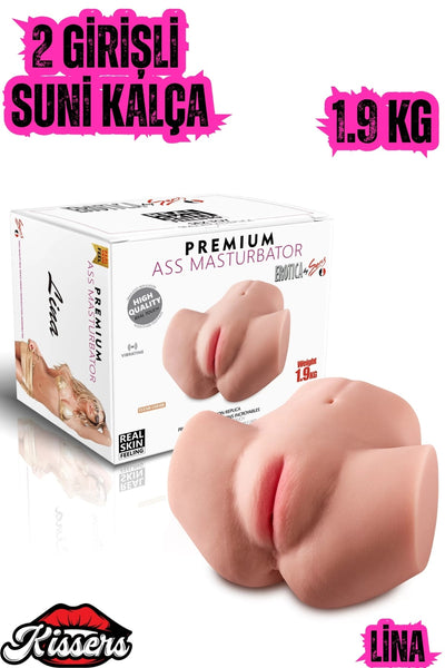 Gerçekçi Boyutta Kalça Mastürbatör Cinsel Oyuncak Çift Girişli Titreşimli Anal Vajina 1.9 Kg