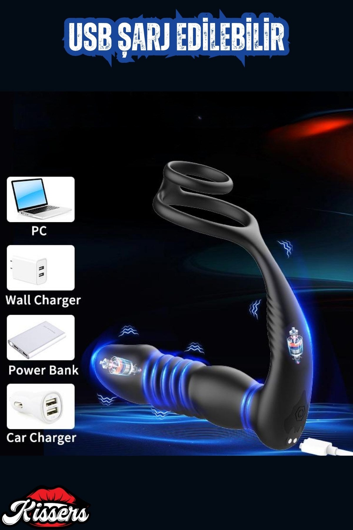 Şarjlı Uzaktan Kumandalı İleri Geri Hareketli Testis ve Penis Halkalı Perine Masaj Vibratör