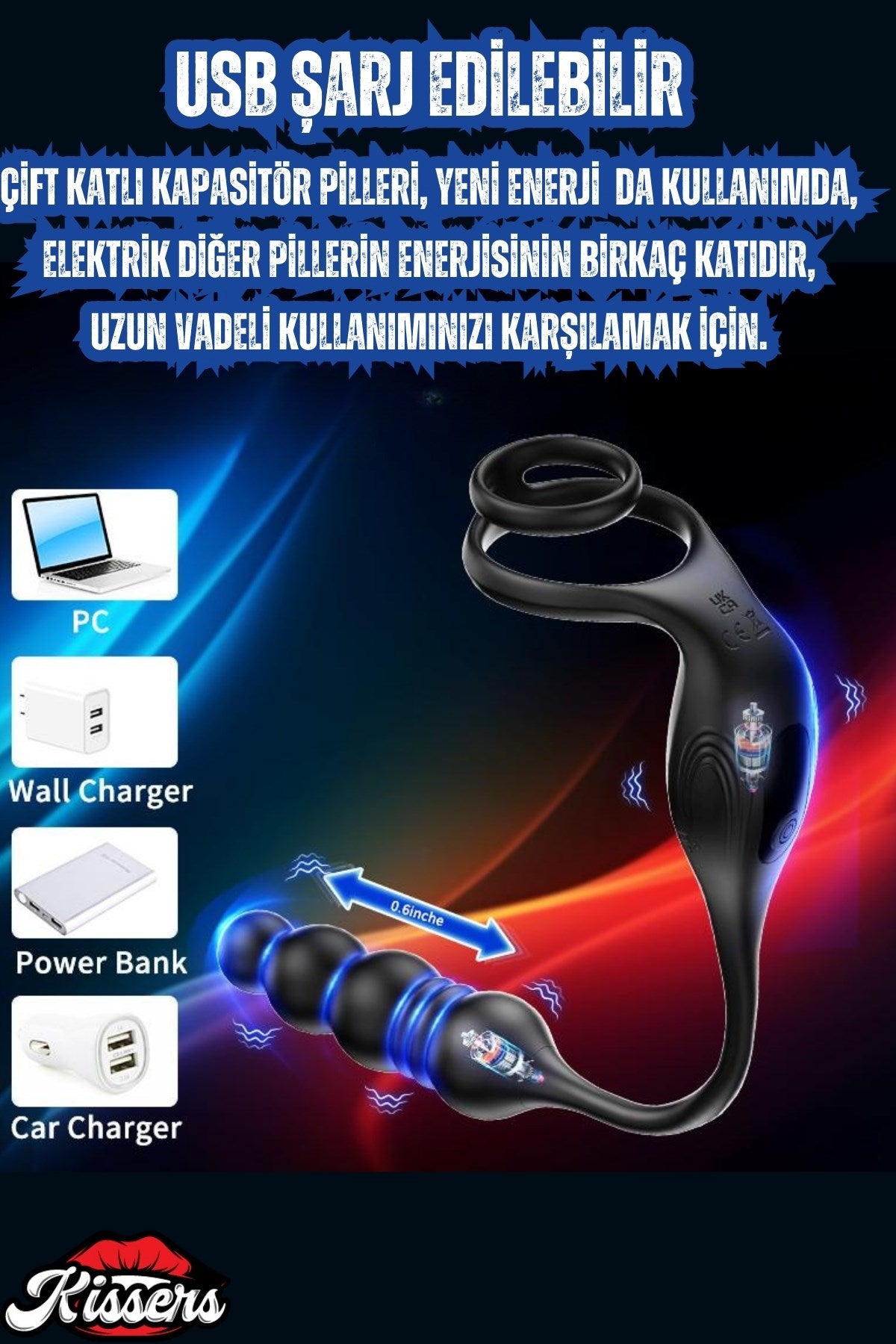 Şarjlı Uzaktan Kumandalı İleri Geri Hareketli Penis Halkalı Beads Perine Uyarıcı Vibratör