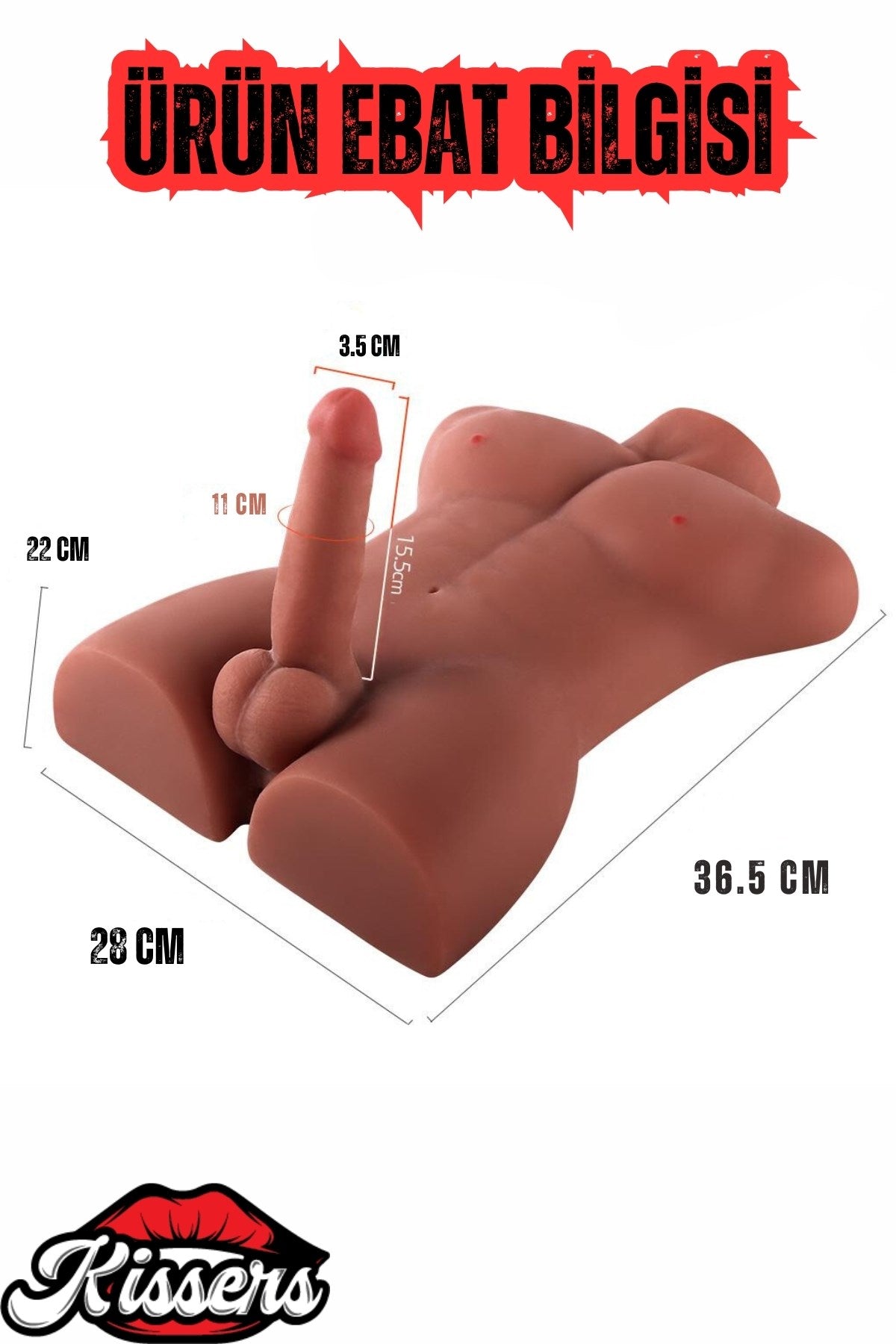 Anal Girişli Yarım Vücut Yapay Penis Dildo Erkek Realistik Manken Mastürbatör Melez 4.5 KG