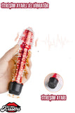 Yumuşak Dokulu Titreşimli Tırtıklı Pilli Jel Vibratör Penis Kırmızı 18 Cm