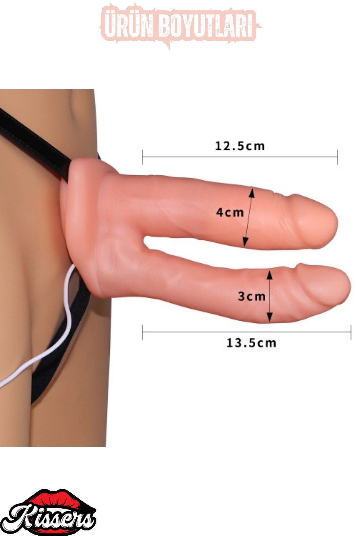 Strap On Belden Bağlamalı Çift Taraflı Titreşimli Penis Dildo 13 Cm