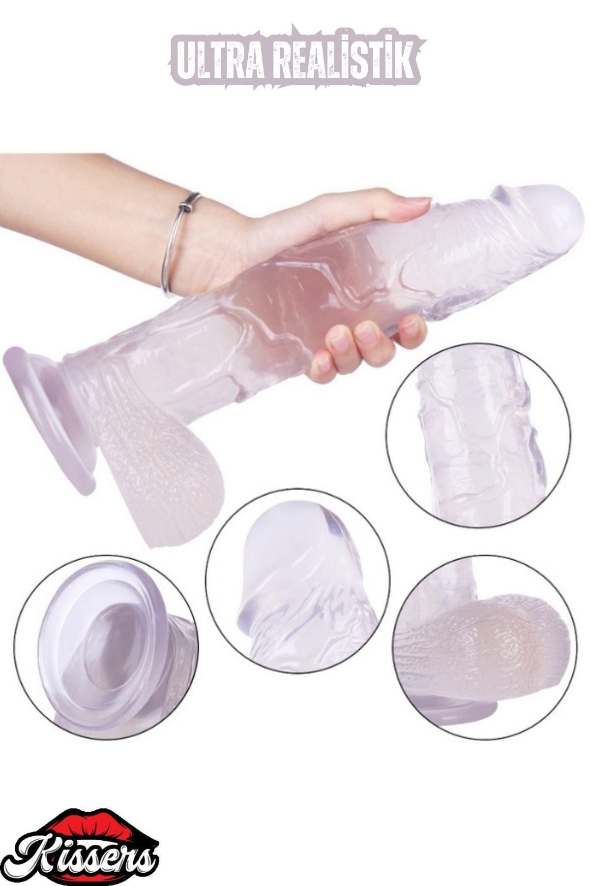 Ultra Realistik Damarlı Bükülebilir Vantuzlanabilir Jel Dokusunda Beyaz Dildo Penis 29.4 Cm