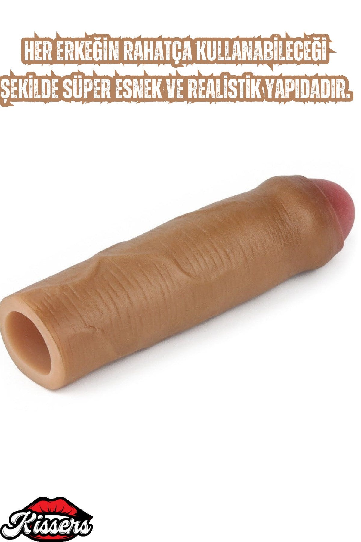 4.5 CM 17 CM Dolgulu Premium Sünnetsiz Silikon Melez Testissiz Penis Kılıfı