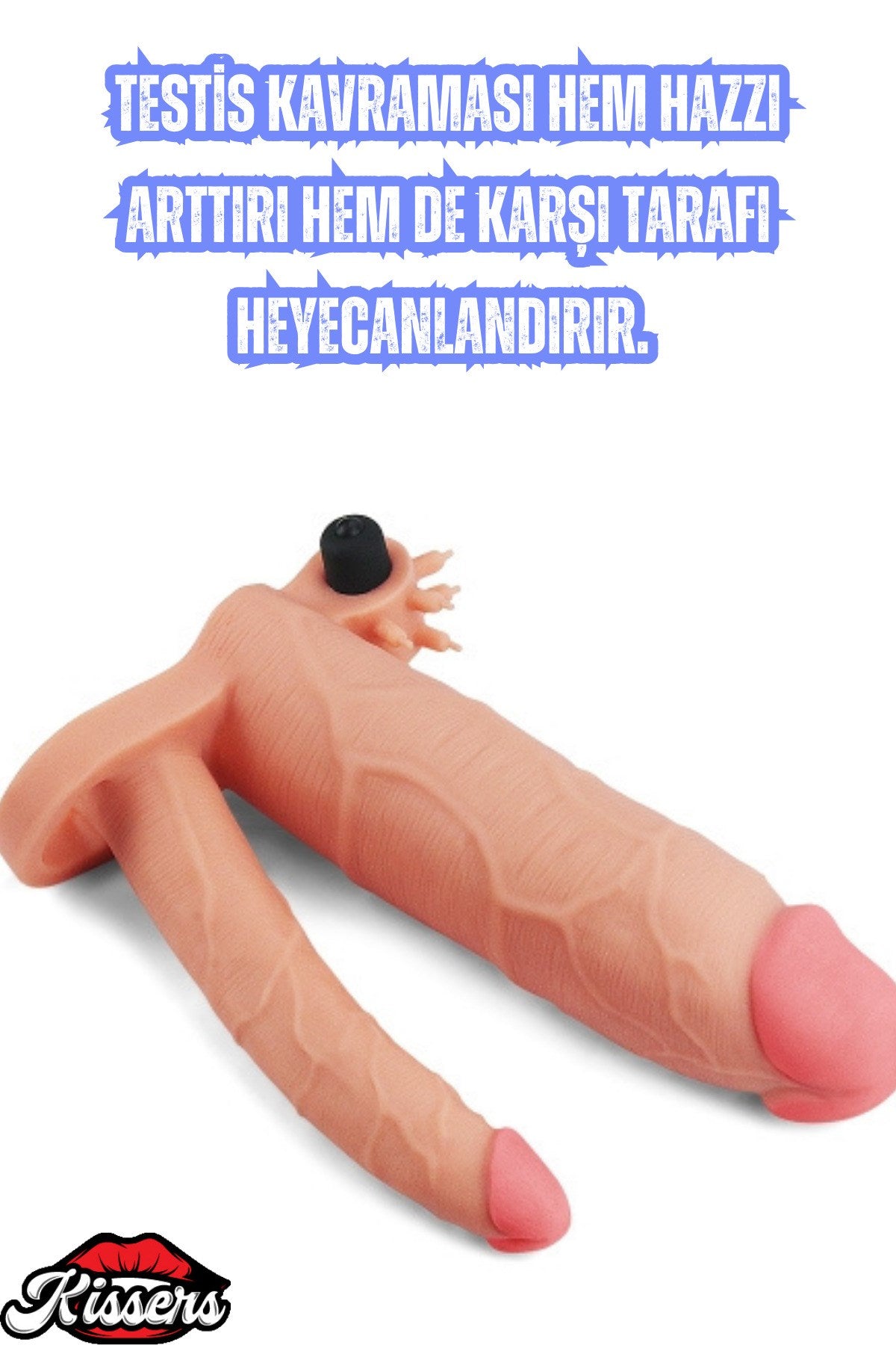 7,5 CM Uzatmalı Çiftli İçi Boş Titreşimli 21 CM Çatal Dildo Penis Kılıfı