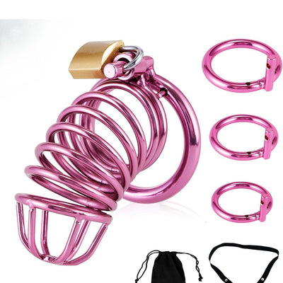 Chastity Cock Cage Erkek Bekaret Pembe Penis Kemerli Esaret Penis Kafesi