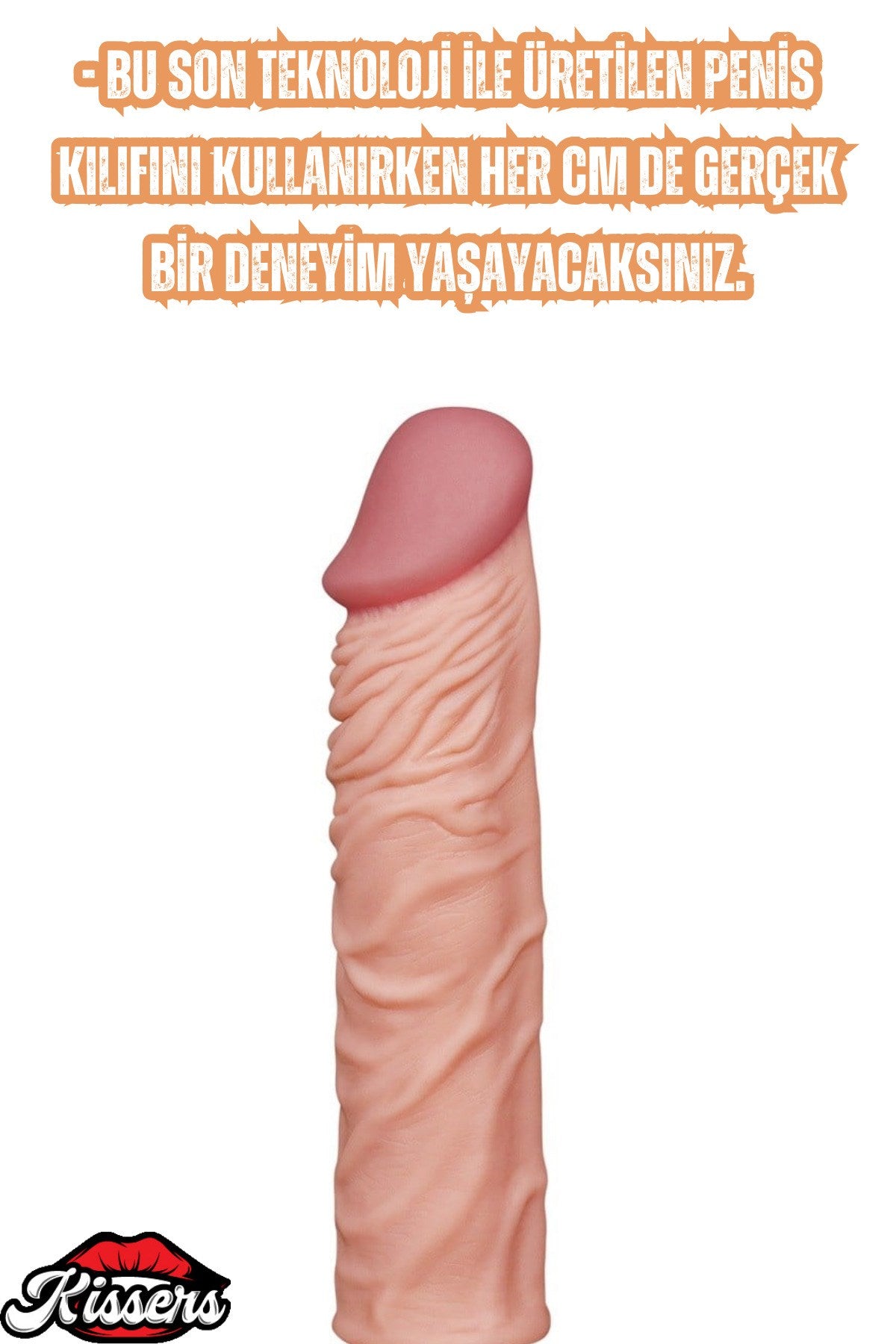 5 CM Dolgulu 20 CM Uzunluk Realistik Titreşimli Testissiz Penis Kılıfı