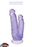 Ultra Realistik Damarlı Bükülebilir Vantuzlanabilir Jel Dokusunda mor Çift Başlı Dildo Penis 19 Cm