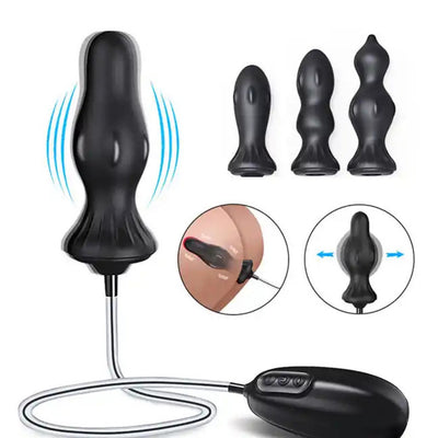 4 Farklı Başlıklı 8 Şişirme 6 Titreşim Modlu Şarjlı Şişirilebilir Anal Set