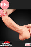 Cinsel Oyuncak Çift Katmanlı Damarlı 3D Süper Ultra Süper Realistik Model Dildo Penis 25 Cm