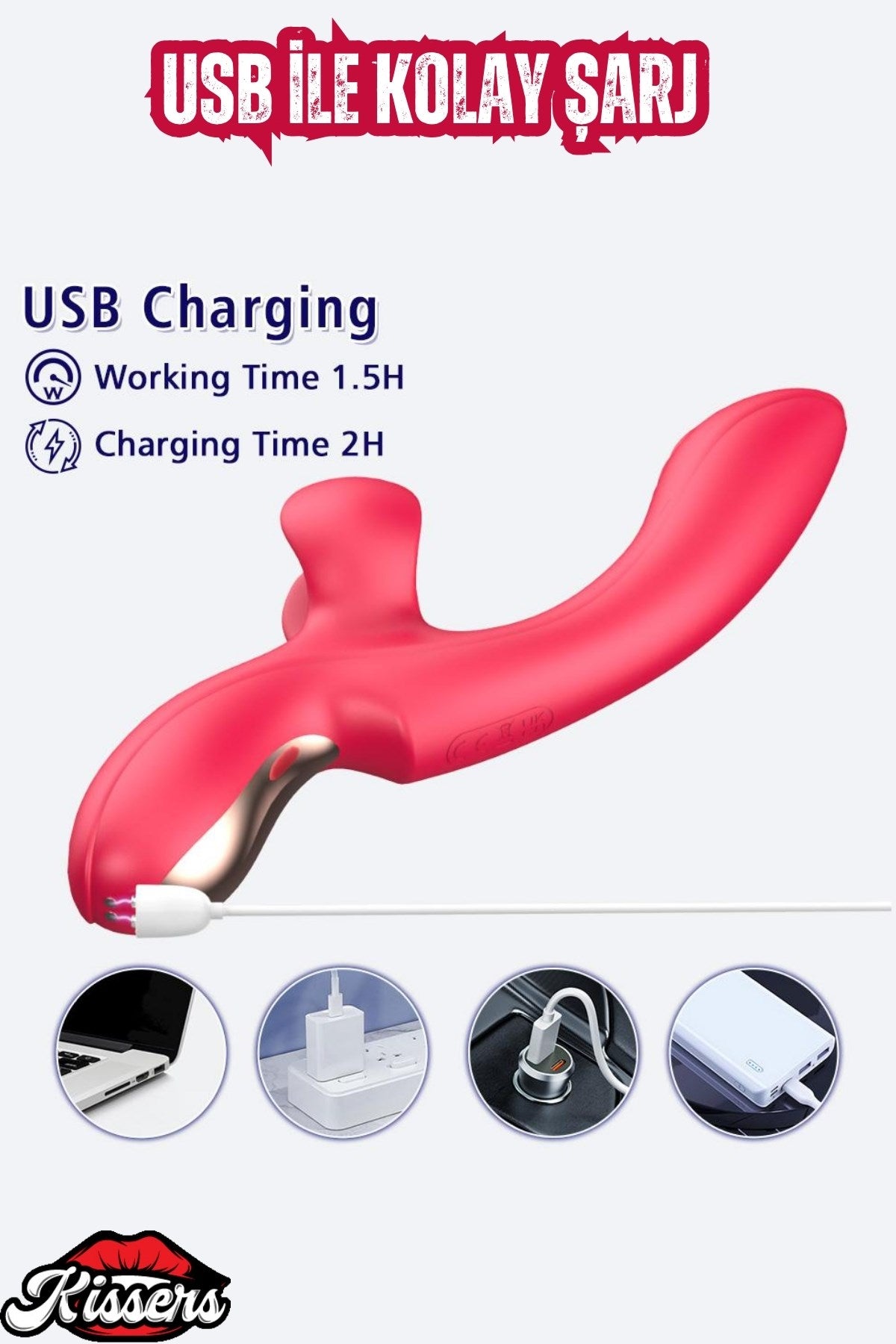 Anna Şarjlı 2 in 1 Klitoris G Nokta Uyarıcı Titreşimli Çırpma Hareketli Kavisli Vibratör