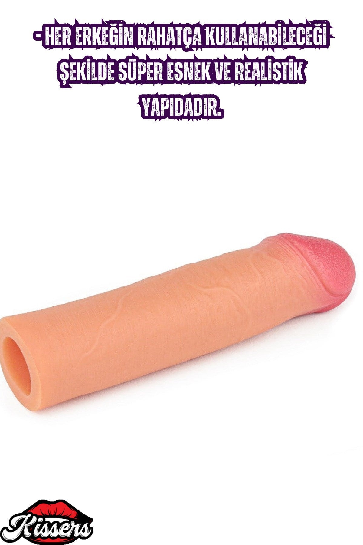 5.5 CM 18 CM Dolgulu Premium Silikon Ten Rengi Testissiz Penis Kılıfı