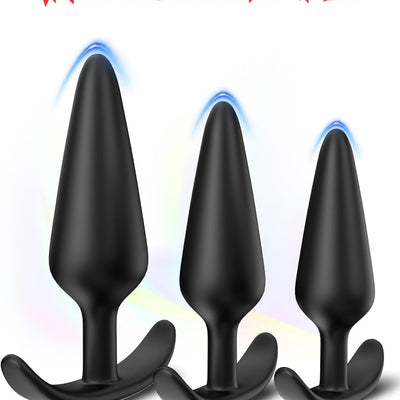 Cinsel Oyuncak Yeni ve İleri Seviye Kullanıcılar İçin Geniş Medikal Silikon Anal Plug Set 3'lü
