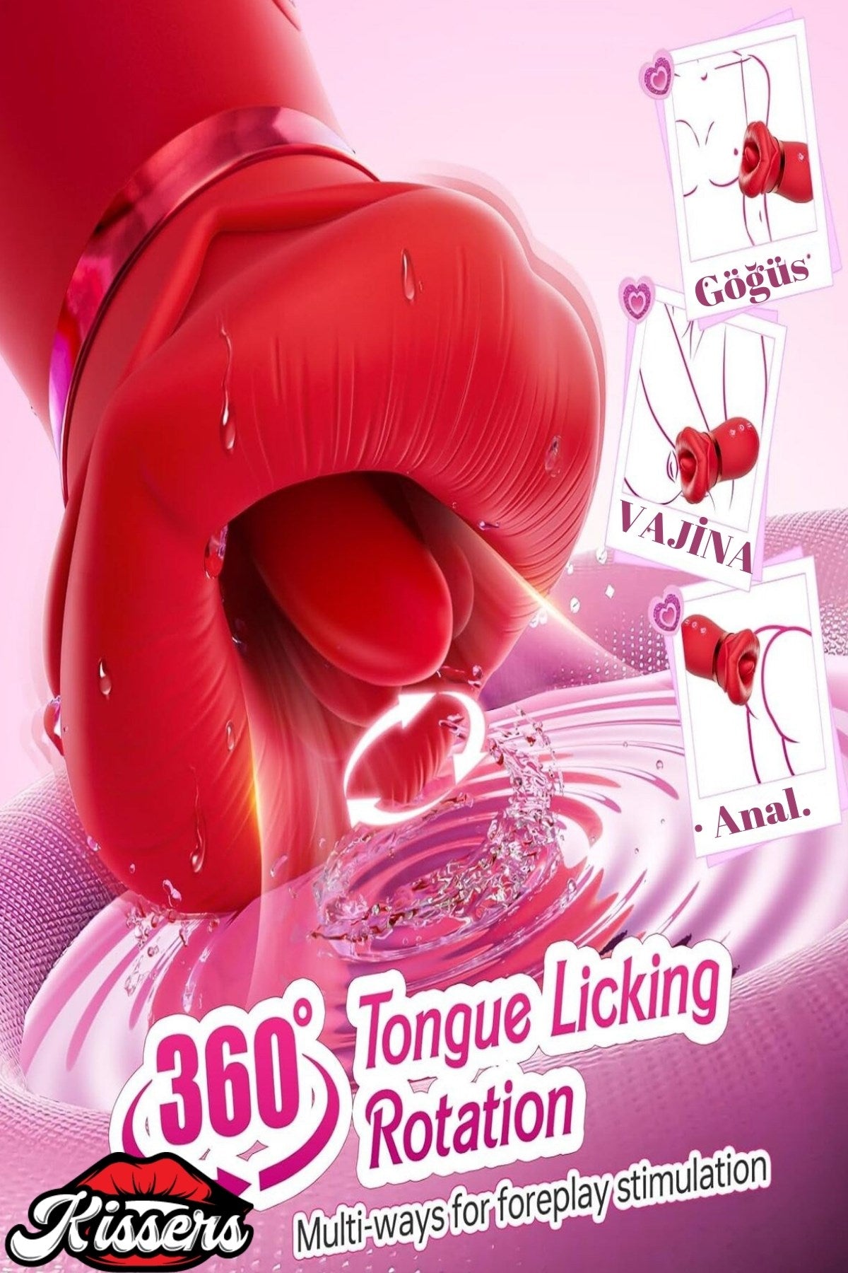 Aşağı Yukarı Dil Hareketli Göğüs ve Vajina Emişli Vakumlu G Noktası Ve Klitoris Uyarıcılı Vibratör