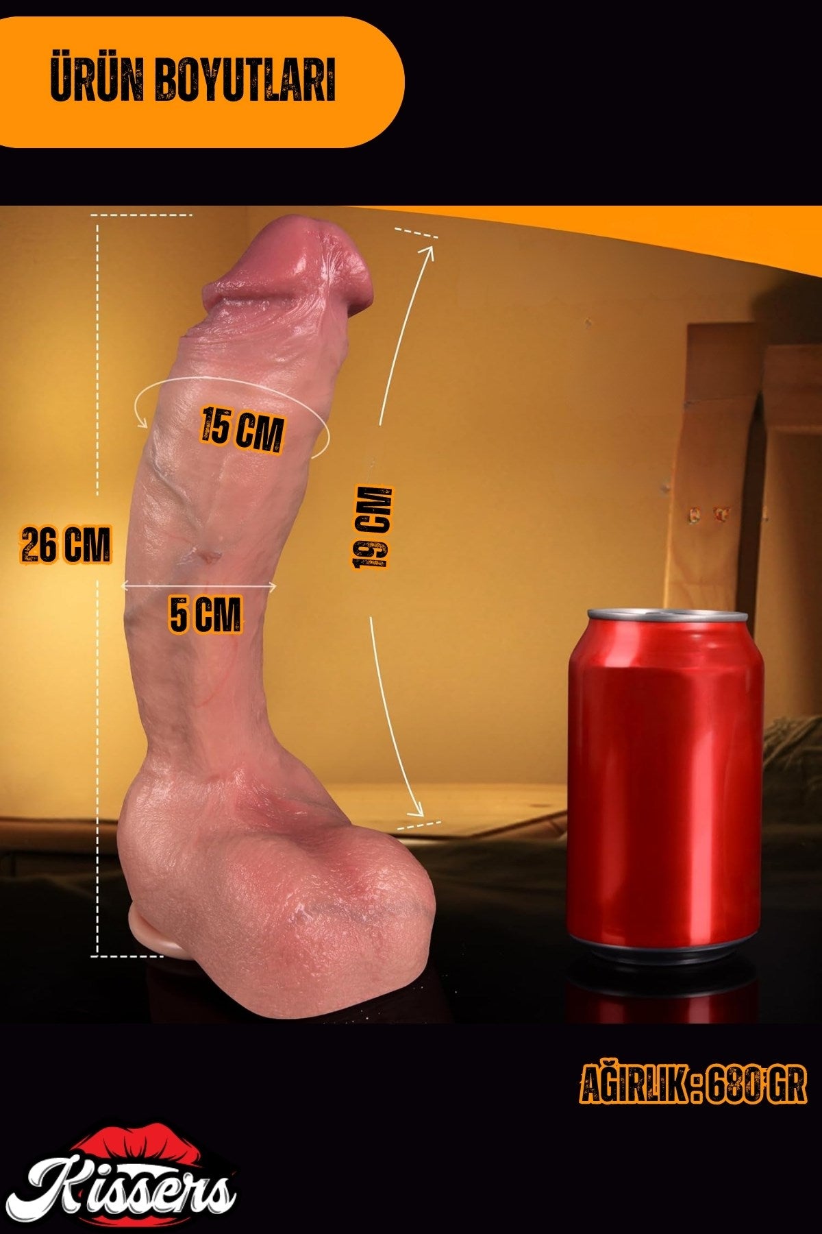 Ultra Realistik Mega Boy Eğilip Bükülebilir Damarlı Esnek Kalın Ten Penis Dildo 26 Cm