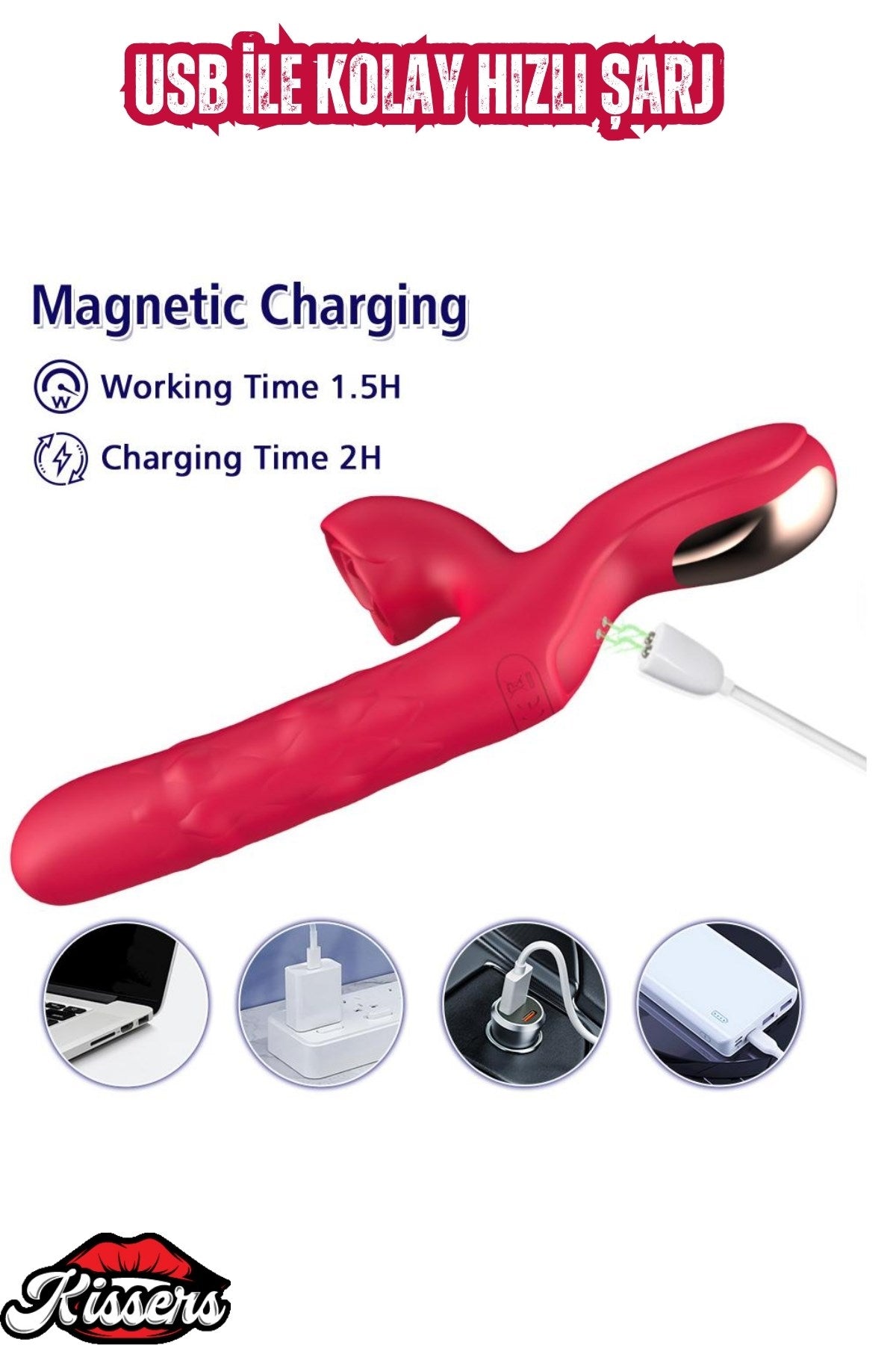 Şarjlı Kayma Ve Dalga Hareketli Klitoris G Nokta Uyarıcı Vibratör Kırmızı Vibratör