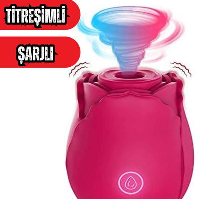 Gül Rose Tasarımlı Klitoris Titreşimli Emişli Şarjlı Soft Silikon Vakumlu Vibratör