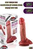 Ultra Yumuşak Damarlı Özel Doku Çift Katmanlı Silikon Gerçekçi Testisli Dildo Penis Luke 20 Cm