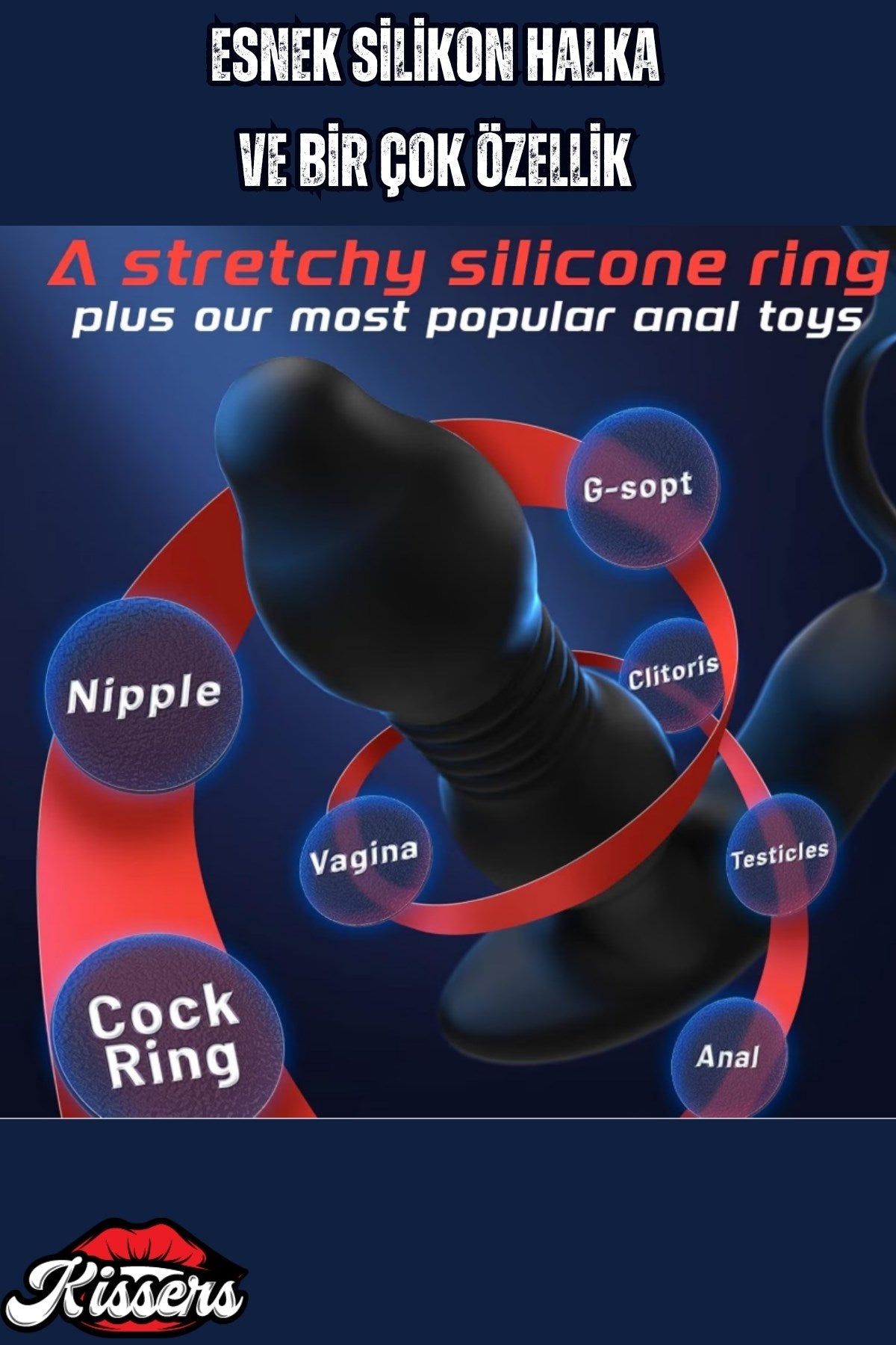 Uzaktan Kumandalı İleri Geri Hareketli Testis Tutuculu Penis Halkalı Anal Vibratör