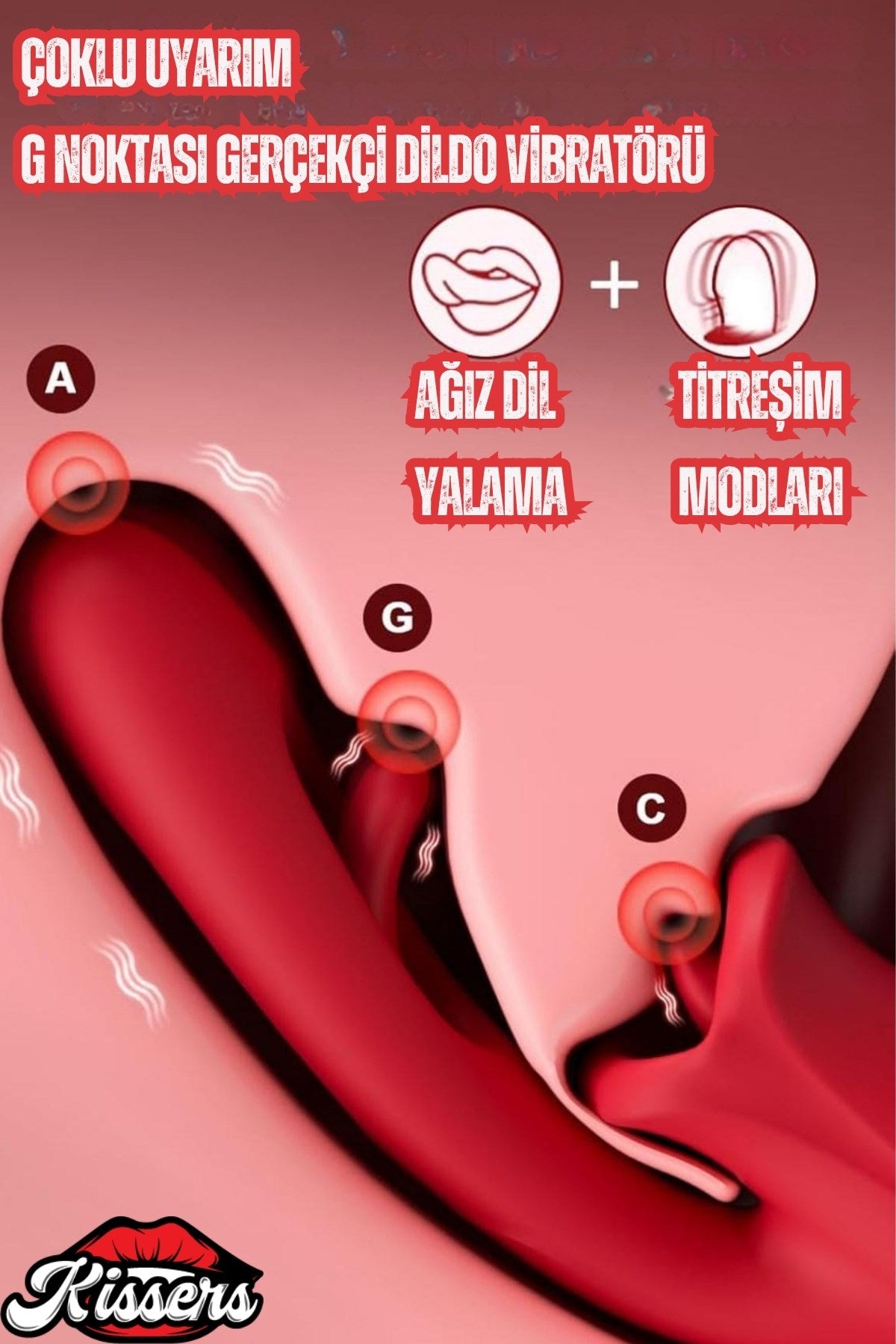 Titreşimli Aşağı Yukarı Dudak Ve Dil Hareketli G Noktası Ve Klitoris Uyarıcılı Hareketli Vibratör