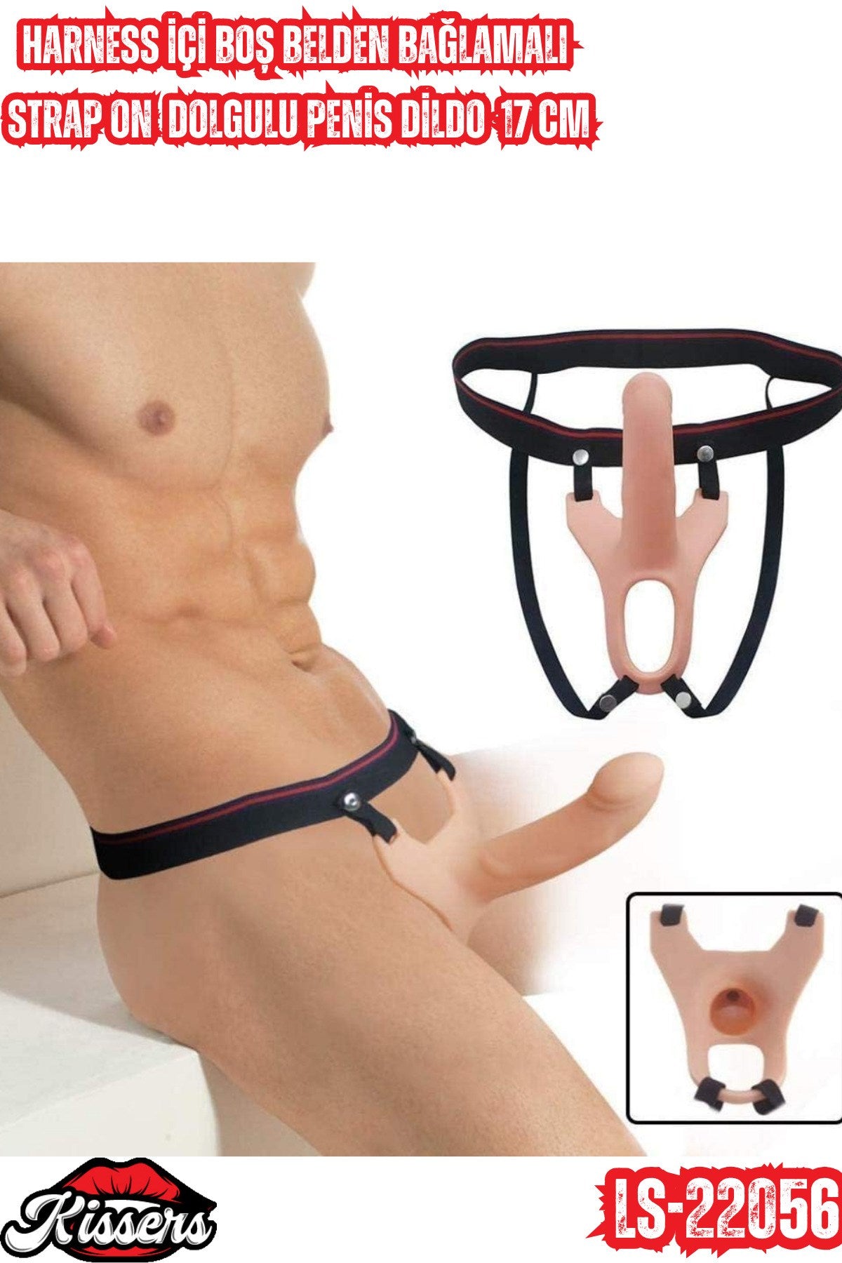 Harness Içi Boş Belden Bağlamalı Strap On Dolgulu Penis Dildo 17 Cm