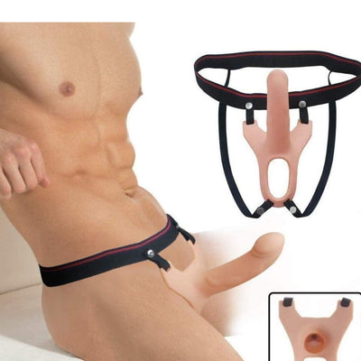 Harness Içi Boş Belden Bağlamalı Strap On Dolgulu Penis Dildo 17 Cm