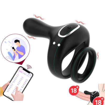 Telefon Bluetooth Kontrollü Klitoris Uyarıcı Vibratör Titreşimli Testis ve Penis Halkası