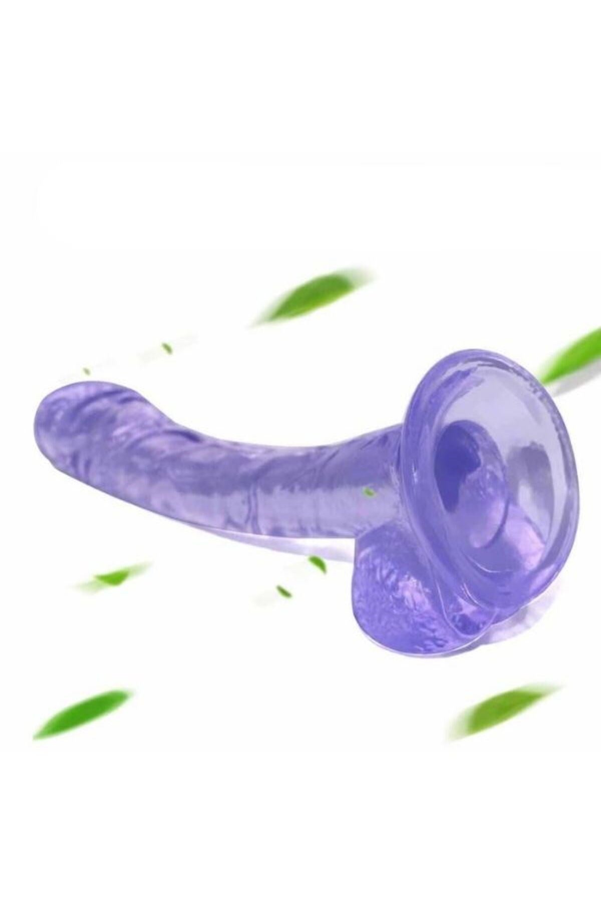 Ultra Realistik Eğilip Bükülebilir G Noktası Ve Klitoris Uyarıcı Mega Boy Jel Mor Penis Dildo 19 Cm