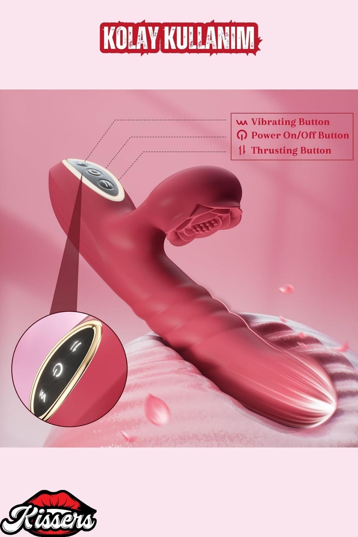 Yeni Nesil İleri Geri Hareketli Titreşimli 2 in 1 Klitoris G Nokta Uyarıcı Penis Vibratör 21 Cm