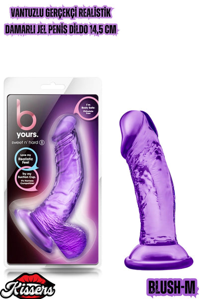 Vantuzlu Gerçekçi Realistik Damarlı Jel Penis Dildo 14,5 CM