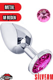 Paslanmaz Çelik  Gümüş Pembe Mücevher Çıkarılabilir Taşlı 8 Cm Lüks Anal Plug Ve Tıkaç