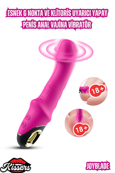 Esnek G Nokta ve Klitoris Uyarıcı Yapay Penis Anal Vajina Vibratör