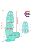 Ultra Realistik Eğilip Bükülebilir G Noktası Ve Klitoris Uyarıcı Dev Yeşil Jel Penis Dildo 26 Cm