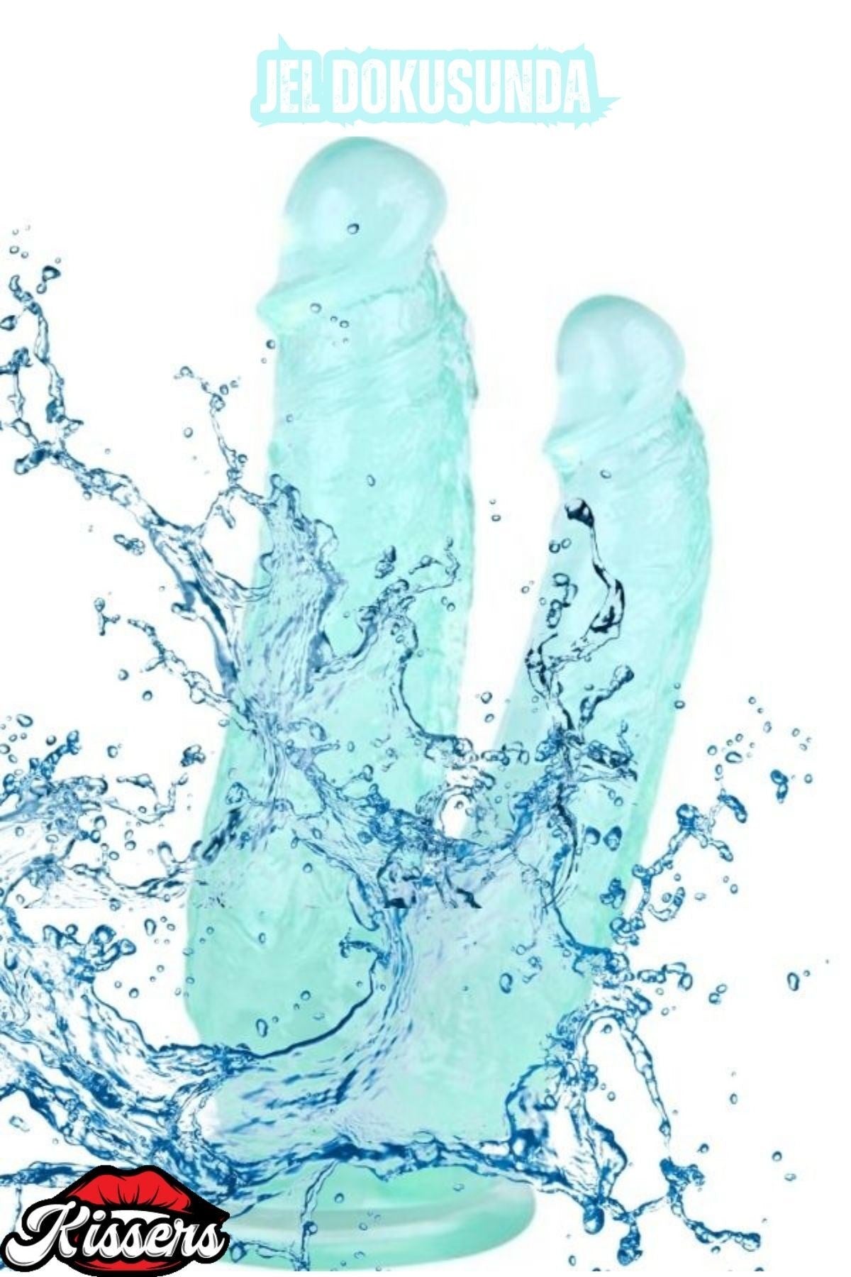 Ultra Realistik Damarlı Bükülebilir Jel Dokusunda Yeşil  Çift Başlı Dildo Penis 19 Cm