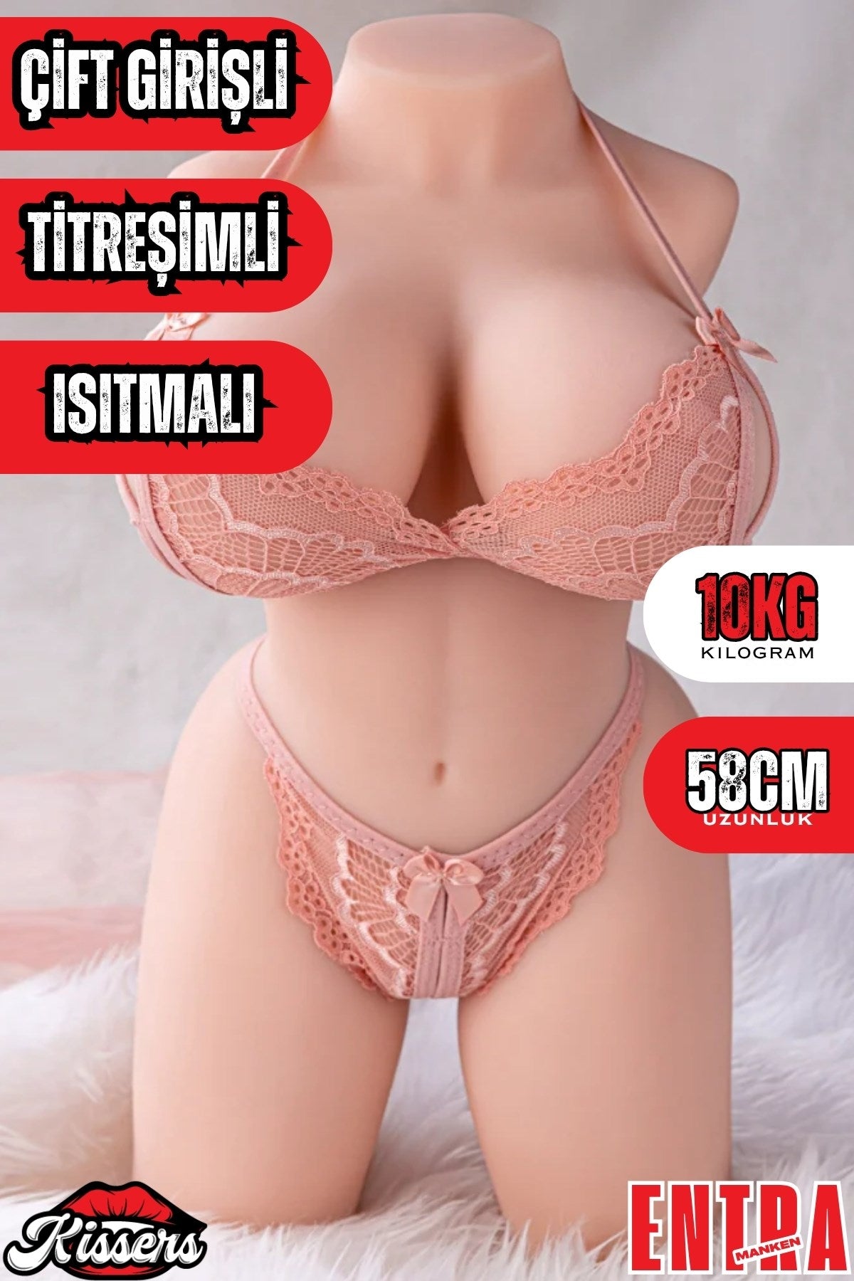 Yeni Nesil Anal Vajinal Titreşimli Isıtmalı 10 Kg 58 Cm Beyaz Ten Sex Doll Realistik Manken