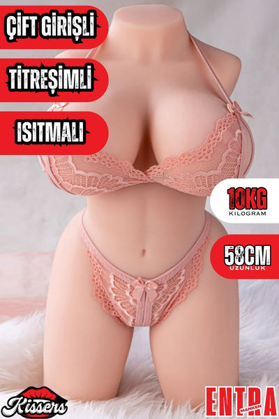 Yeni Nesil Anal Vajinal Titreşimli Isıtmalı 10 Kg 58 Cm Beyaz Ten Sex Doll Realistik Manken