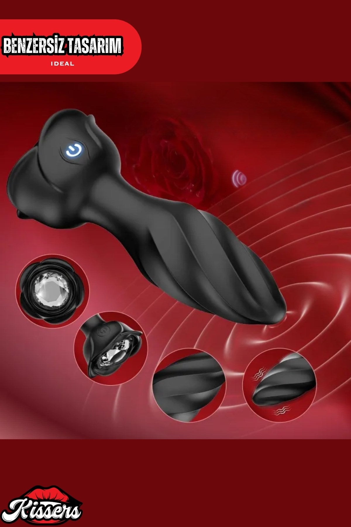 Titreşim Modlu Sprial Tasarımlı Şarjlı Titreşim Modlu Anal Uyarıcı Anal Plug Tıkaç