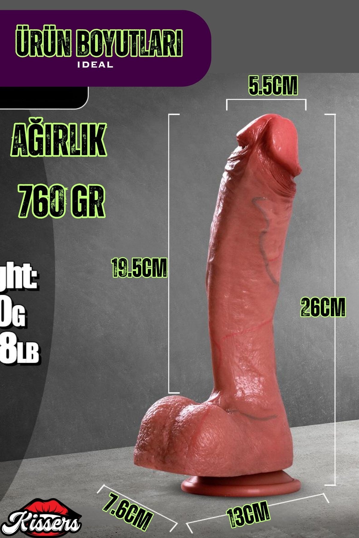 Ultra Yumuşak Damarlı Çift Katmanlı Silikon Gerçekçi Testisli Dildo Mega Boy Penis 22 Cm Steve