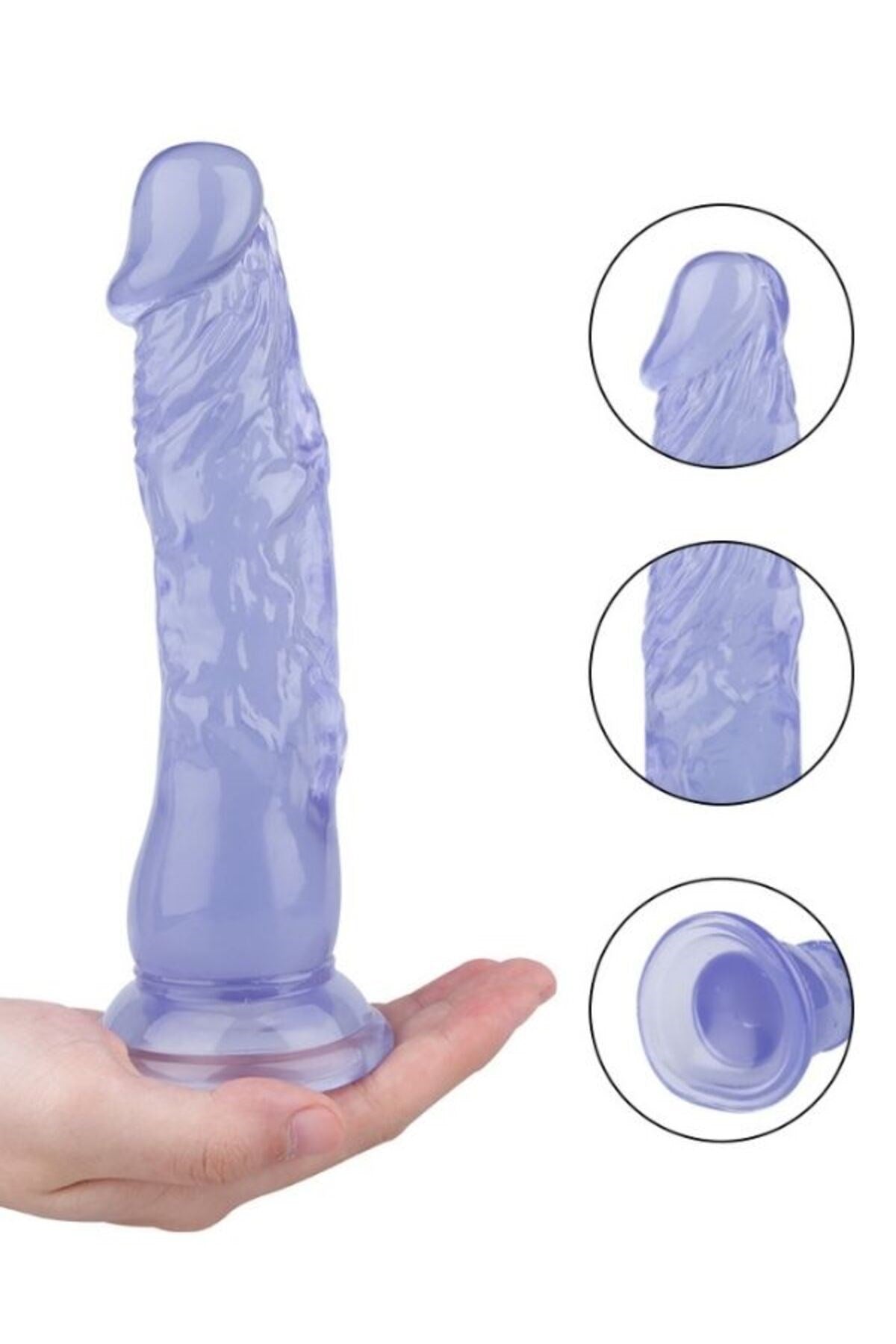Ultra Realistik Eğilip Bükülebilir G Noktası Ve Klitoris Uyarıcı Mega Boy Jel Mor Penis Dildo 20 Cm